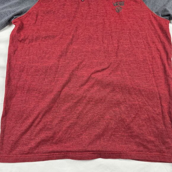 Vans Two Tone Mens XL Gray Red Lightweight Hooded Long Sleeve Shirt Winter Warm - Picture 5 of 10
